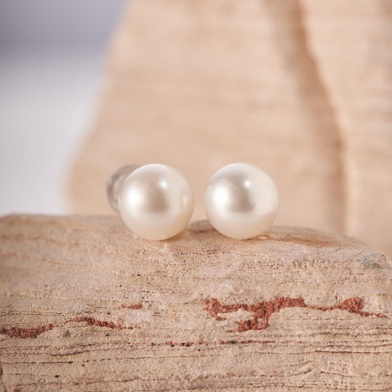 Pearl Earrings Stud for Women 7.5mm Cultured Freshwater Pearl