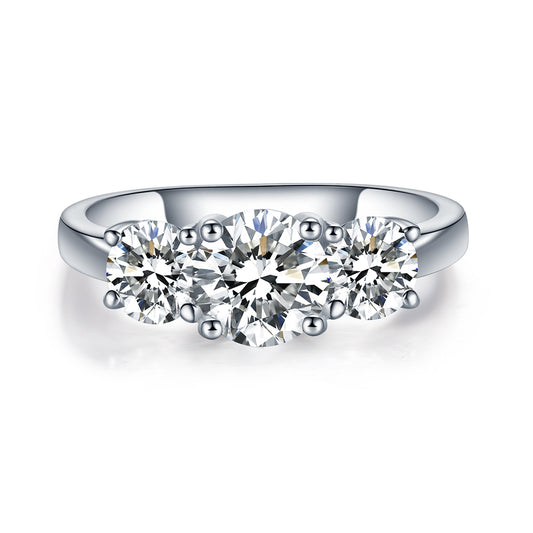 2CT Moissanite 3 Stone Engagement Ring for Women