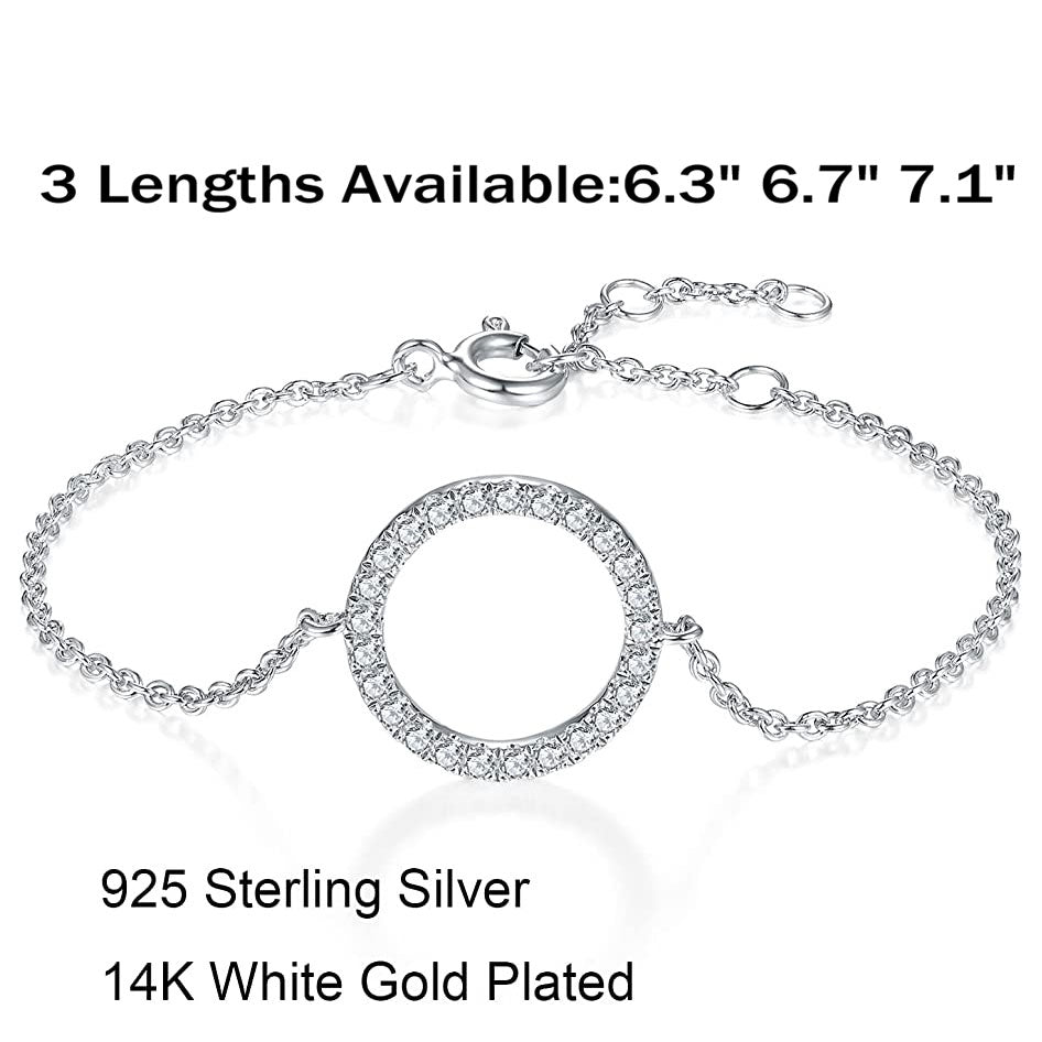 Moissanite Circle Bracelet for Women in Sterling Silver