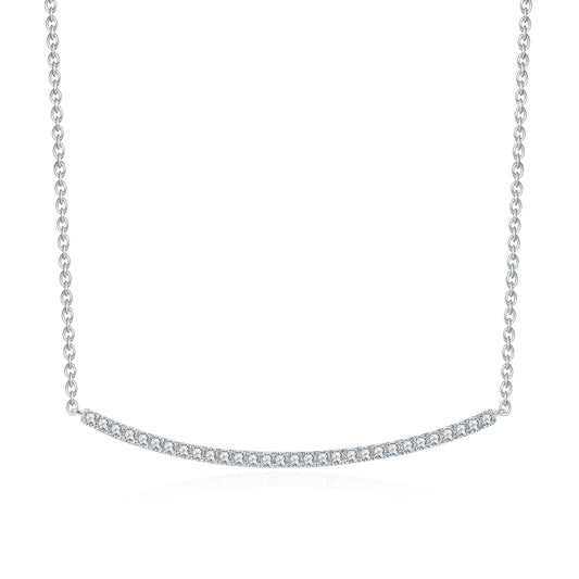 Moissanite Curved Bar Pendant Necklace in Sterling Silver 0.45CT