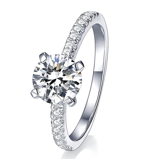 Moissanite Engagement Ring for Women with Pave Band 1CT-3CT