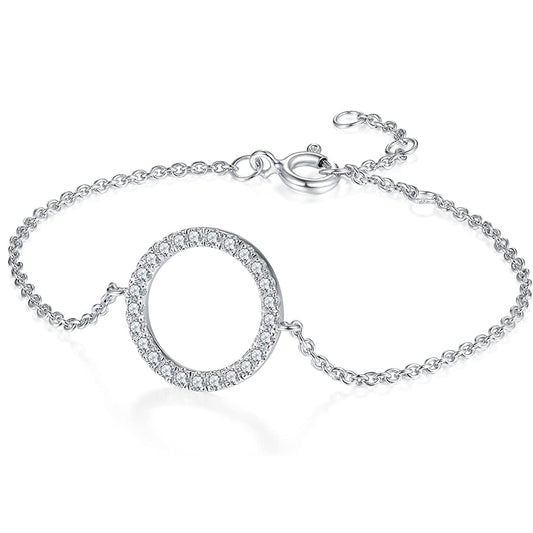 Moissanite Circle Bracelet for Women in Sterling Silver