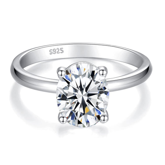 1.5CT/2CT Moissanite Solitaire Oval Engagement Rings for Women