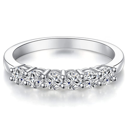 6 Stone Moissanite Stackable Wedding Band Rings for Women 0.7CT