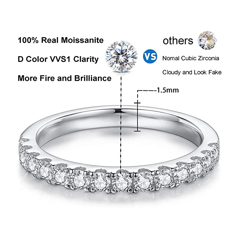 Moissanite Half Eternity Wedding Band for Women 0.3CT/0.42CT